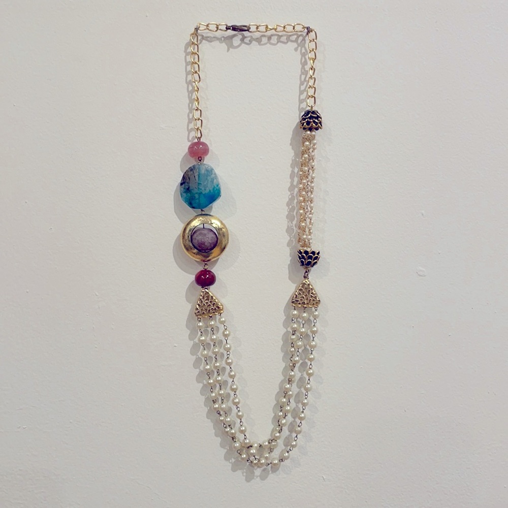Multi-Stone and Pearl Statement Necklace